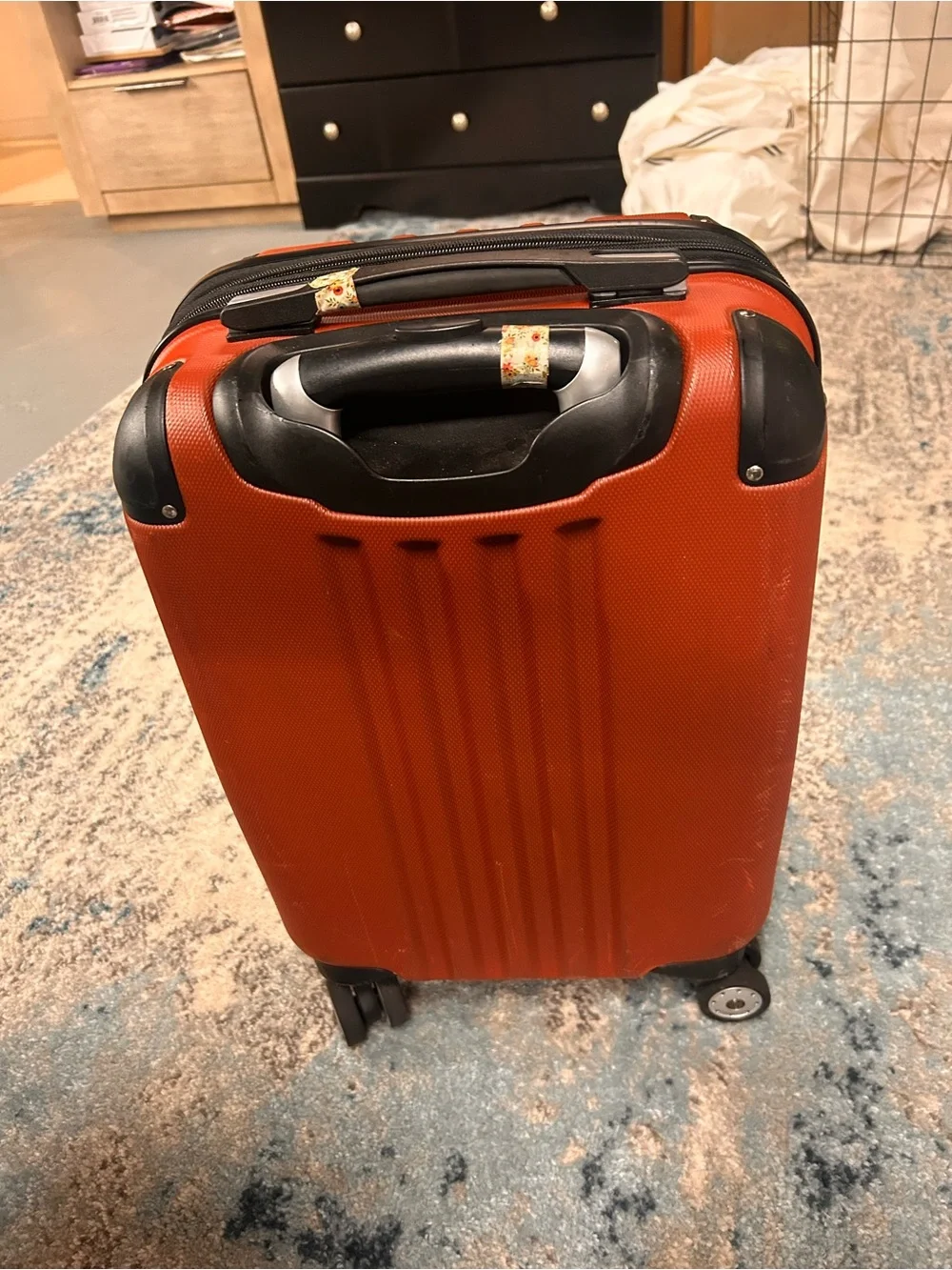 Calvin Klein Orange Textured Hardside Carry-On Spinner